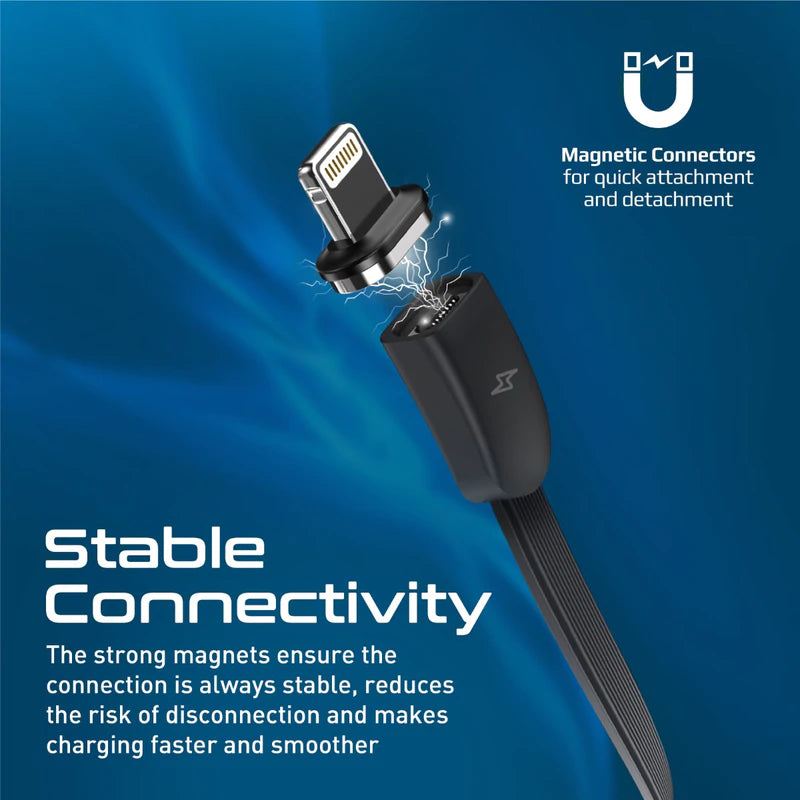 PROMATE 3-in-1 Retractable Magnetic Charging Cable - QUIVER.BLACK - Sept Promo till 30 Sept