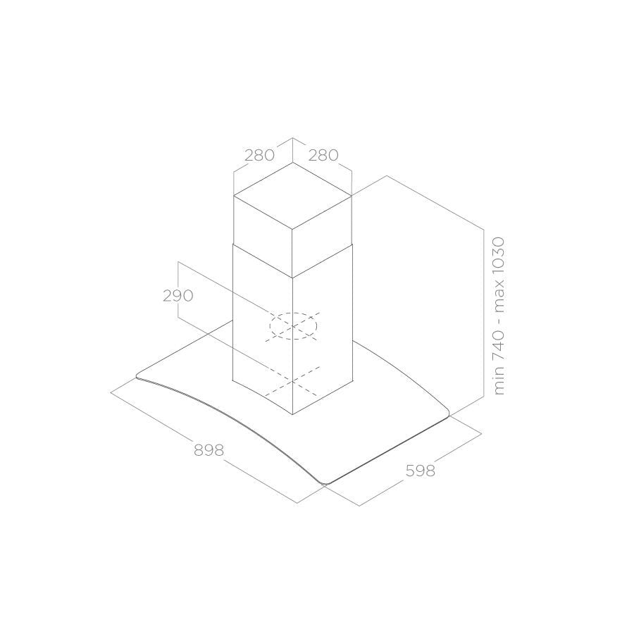 ELICA REEF 90cm Island Hood with Glass REEFIX/A/90X60 New Arrival