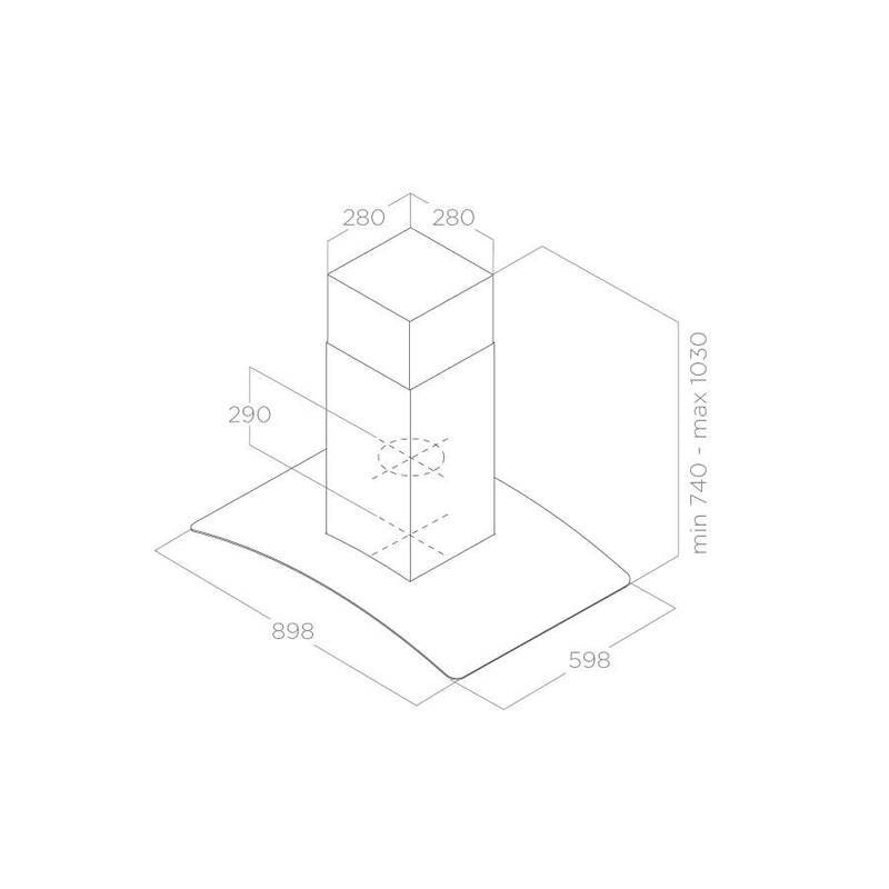 ELICA REEF 90cm Island Hood with Glass - REEF-IX/A/90X60 - INCOMING END OF NOV 2023 - PRE-ORDER NOW!