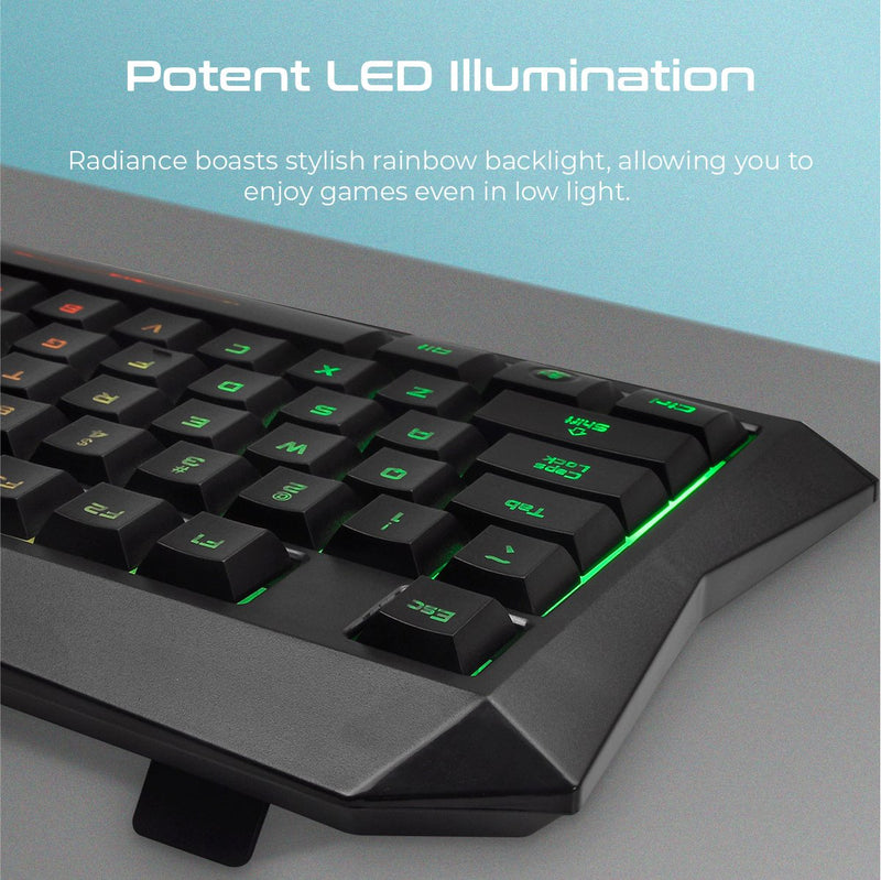 VERTUX Ergonomic Backlit Wired Gaming Keyboard - RADIANCE.BK/EN