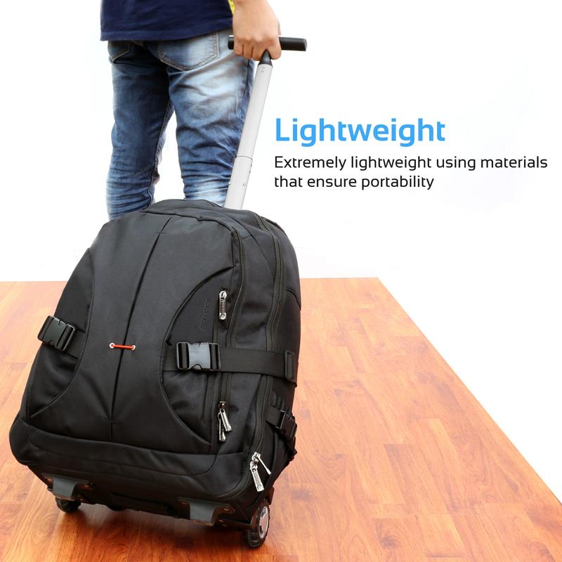 PROMATE Heavy Duty All-Terrain Traveler Trolley Laptop Backpack 18 Inch with Adjustable Handle - ROVER-TR.BLACK