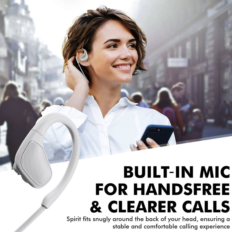 PROMATE Spirit Wireless Headphones, Premium Sweatproof Bluetooth v4.1 Sport Behind-Ear Running with HD Sound Quality, Noise Cancelling and Built-in Mic, White - SPIRIT.WHITE