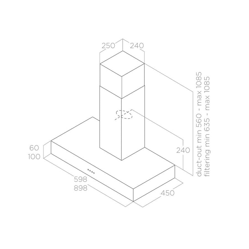 ELICA SPOT NG 90cm Chimney Hood - SPOTNGH6-IX/A/90