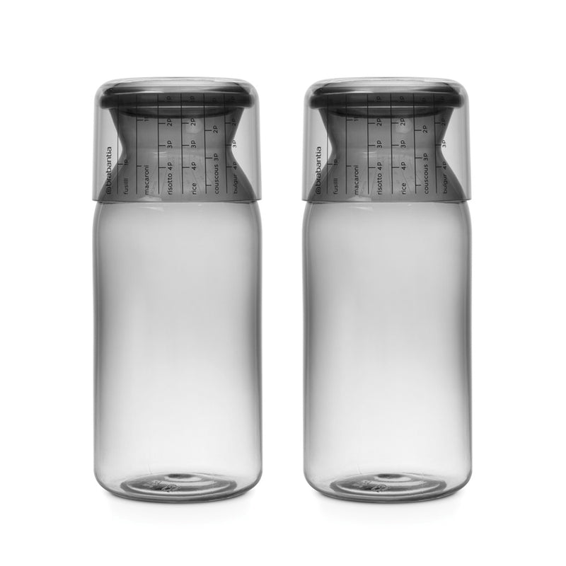 BRABANTIA Storage Jar with Measuring Cup, Set of 2 Dark Grey - 290329