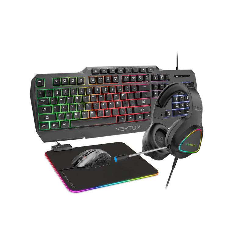 VERTUX 4-In-1 Gaming Starter Kit [Keyboard/ Mouse/ Headset/ Mousepad] - VERTUKIT