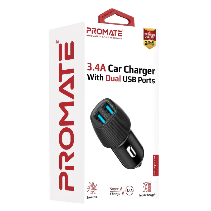 PROMATE VOLTRIP-DUO 3.4A Car Charger With Dual USB Ports - VOLTRIP-DUO