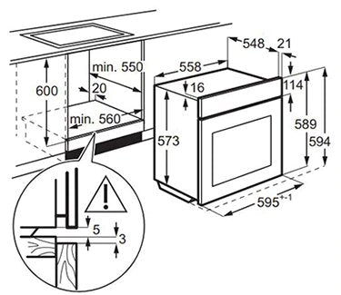 ELECTROLUX 72L Multifunctional Ventilated 60cm Oven - EOB3434BOX - Display Unit @ Bagatelle