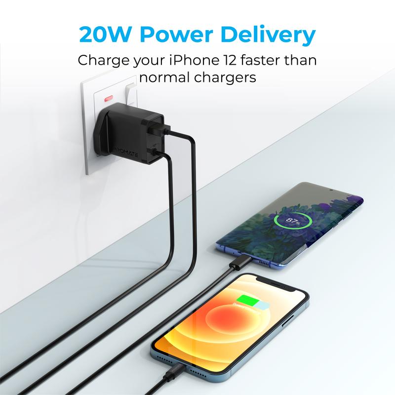 PROMATE 20W Ultra-Fast Charging Wall Charger - ICHARGE-PDQC3
