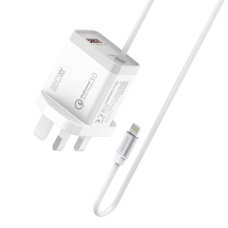 PROMATE 20W Ultra-Fast Charging Wall Charger - ICHARGE-PDQC3