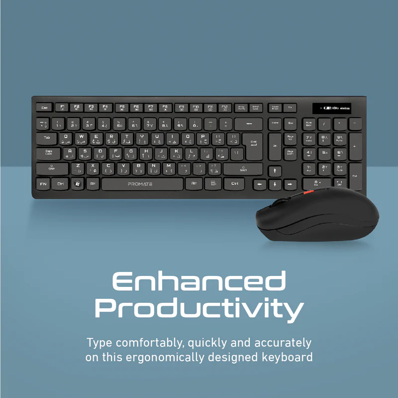 PROMATE Sleek Profile Full Size Wireless Keyboard & Mouse - PROCOMBO-12.EN