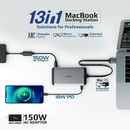 PROMATE 13-in-1 MacBook Docking station with 150W Power Adapter & 4K@60Hz MST Dual Display - VERSAHUB-MST - Father's day Promo - Till 18 June 2023