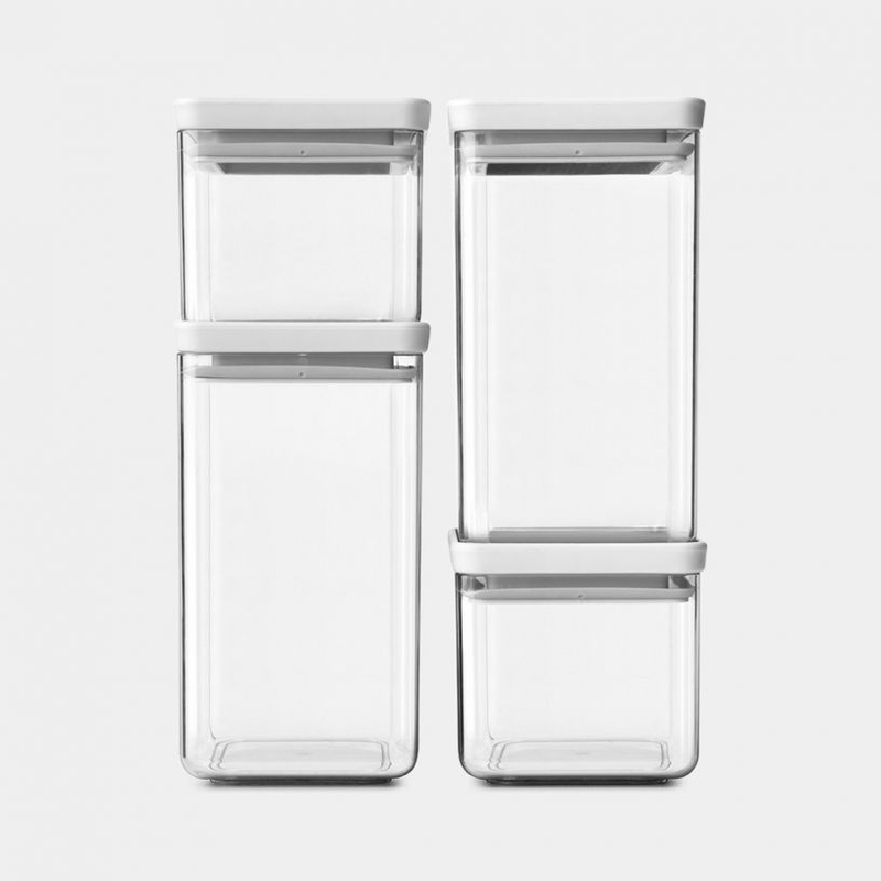 BRABANTIA TASTY+ Dark Grey, Set of 4 Mix Square Canister