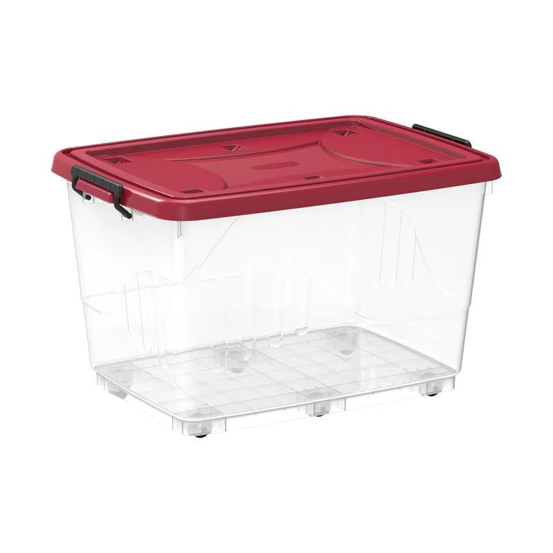 COSMOPLAST 82L/132L Clear Plastic Storage Box with Wheels & Lockable Lid - IFHHST Series - Pre Xmas Sales Till 15 Dec or Until Stock Last
