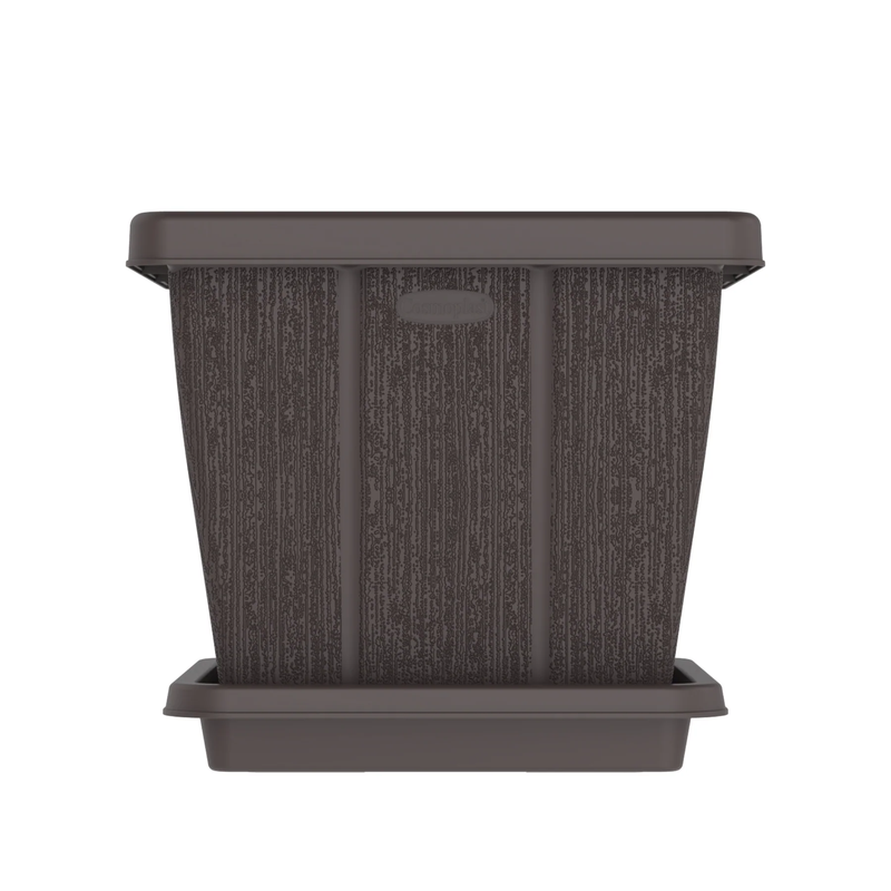 COSMOPLAST 10L / 20L/ 30L / 45L Cedargrain Square Planter with Tray - IFFPXX Series