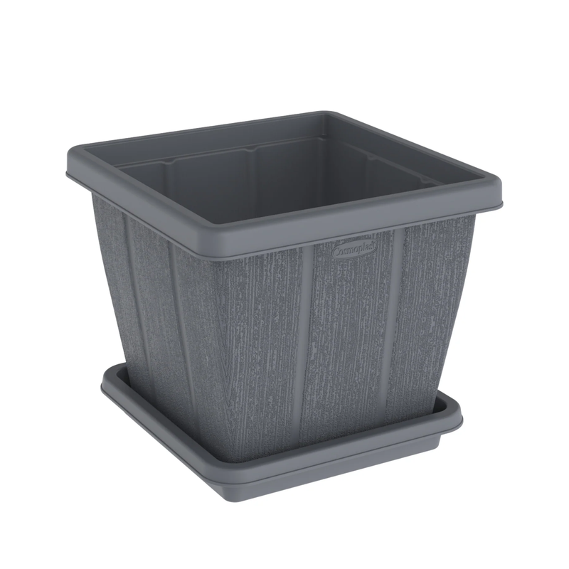 COSMOPLAST 10L / 20L/ 30L / 45L Cedargrain Square Planter with Tray - IFFPXX Series