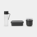BRABANTIA Make & Take Breakfast and Lunch Set, 3 pieces (Water Bottle + Breakfast Bowl + Lunch Box Medium Plastic) - Dark Grey