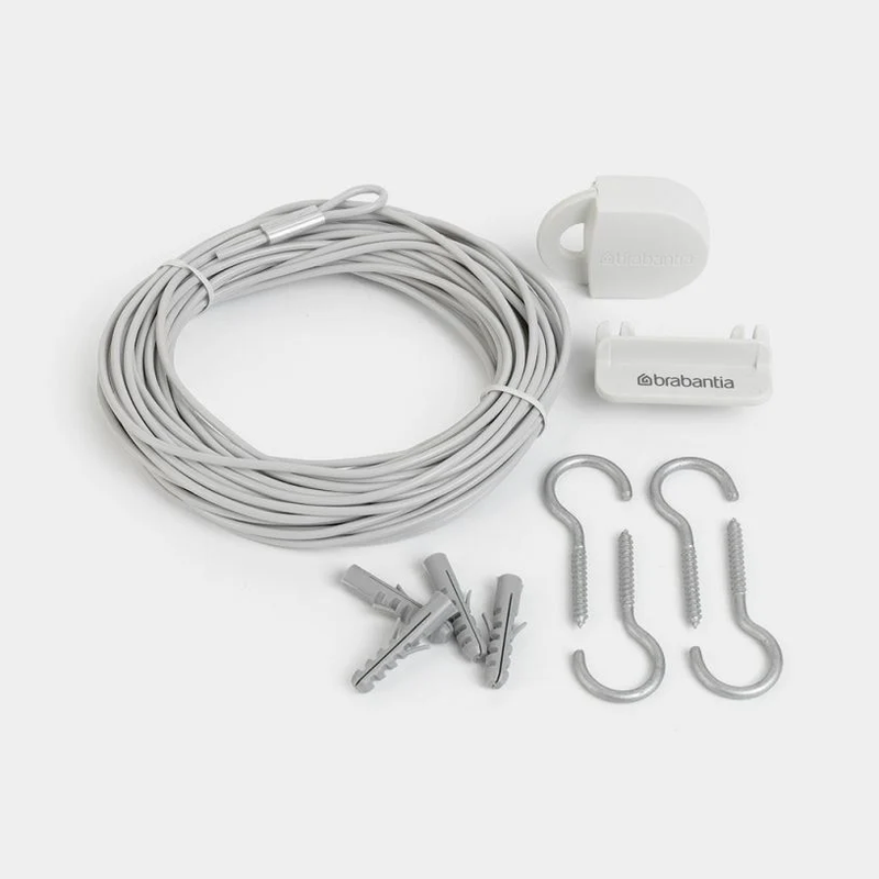 BRABANTIA 12m Clothes Lines Set, White - 105647