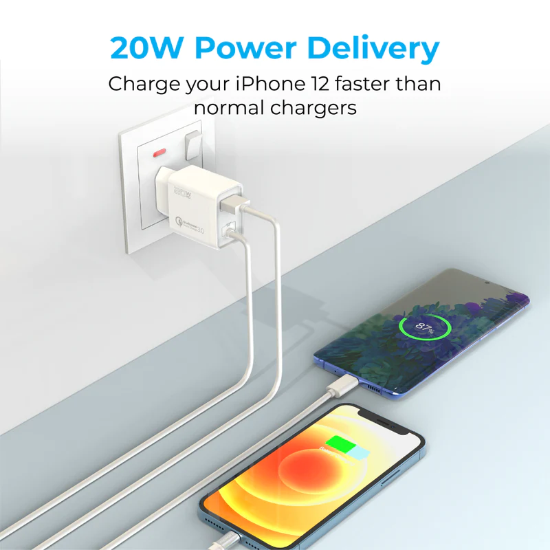 PROMATE 20W Ultra-Fast Charging Wall Charger - ICHARGE-PDQC3