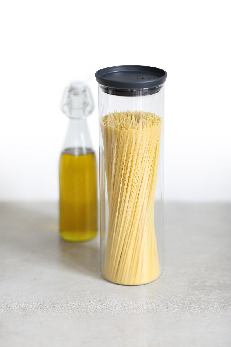 BRABANTIA 1.9L Stackable Glass Jar, Dark Grey - 298240