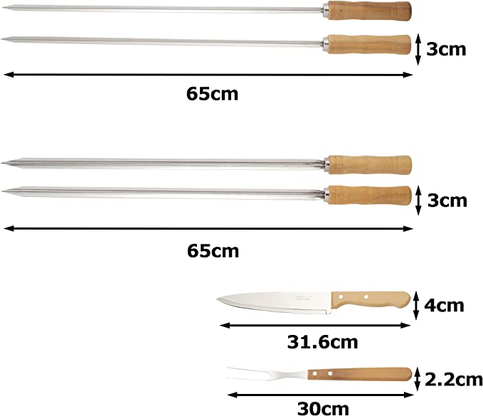TRAMONTINA Churrasco 6pcs Stainless Steel Barbecue Set with Natural Wood Handles  - 26499/032 - Limited Stock