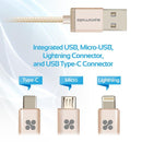PROMATE UNILINK-TRIO USB-A to Lightning, Type-C and Micro-USB, 2mt - Sept Promo till 30 Sept