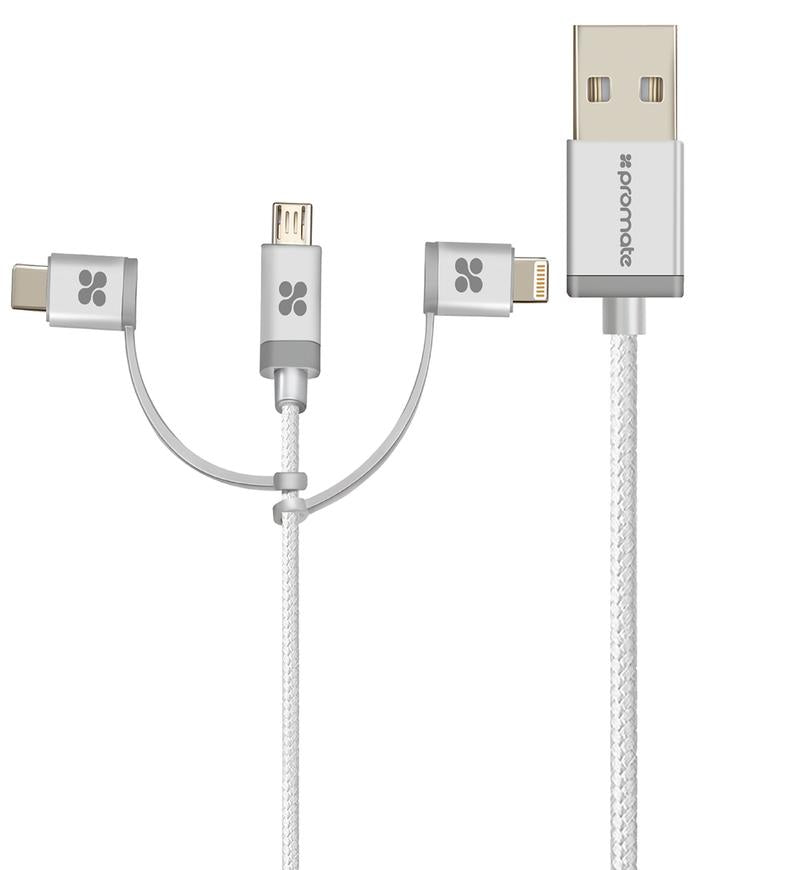 PROMATE UNILINK-TRIO USB-A to Lightning, Type-C and Micro-USB, 2mt - Sept Promo till 30 Sept