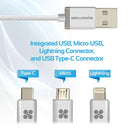 PROMATE UNILINK-TRIO USB-A to Lightning, Type-C and Micro-USB, 2mt - Sept Promo till 30 Sept