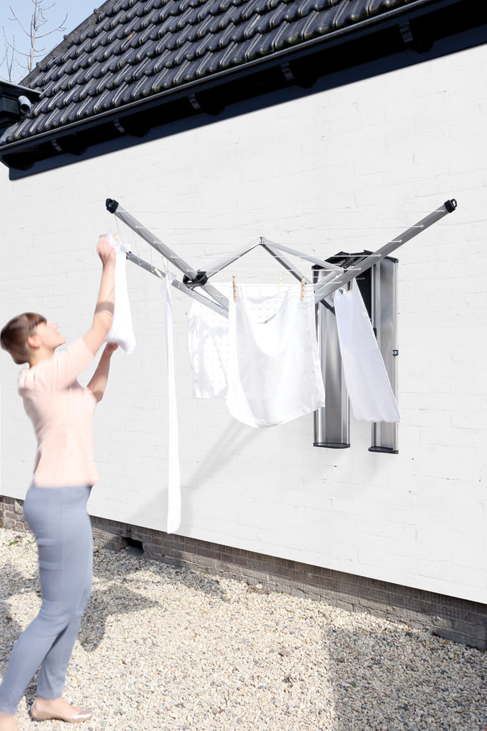 BRABANTIA 24m WallFix Dryer + Protection/Storage Box Metallic Grey - 475924